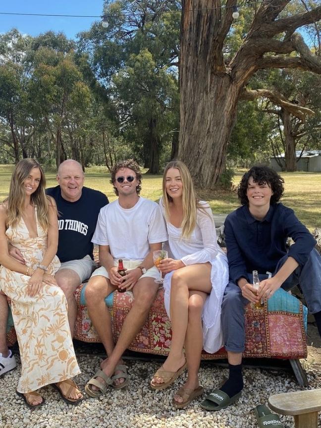 Ruby, Billy, Oscar, Lucy and Max Brownless at Christmas lunch at the property Nicky Brownless shares with Garry Lyon in Red Hill in December 2021.