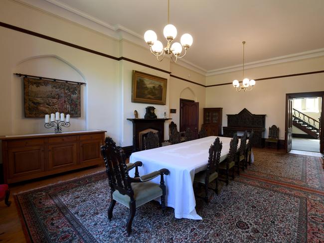 Archbishop Geoffrey Smith at Bishop's Court North Adelaide which is being put up for sale by the church. The main dining room. Picture: Tricia Watkinson