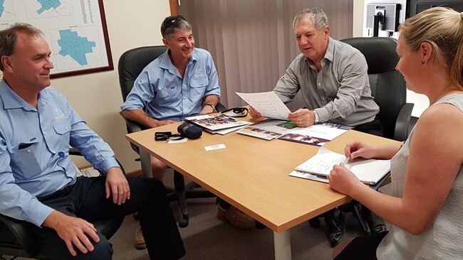 Former Mt Remarkable District Council senior executives Wayne Hart (second from right) and Jessie White (right) at a meeting with two rural counsellors. Picture: Mt Remarkable District Council.