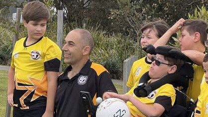 Manager Trevor Picken and his members of the all abilities program at the Sunshine Coast Churches Soccer Association. Photo: contributed.