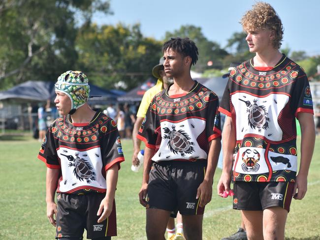 Warba Wangarunya Rugby League Carnival, under-17 boys, DCYSI Barbarians versus Team Indigenous, Saleyards Park, Rockhampton, January 19, 2024.
