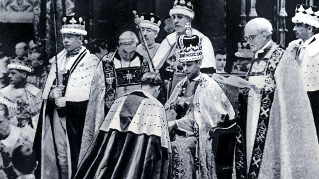 Coronation of King George VI and Queen Elizabeth in Westminster Abbey in 1937.