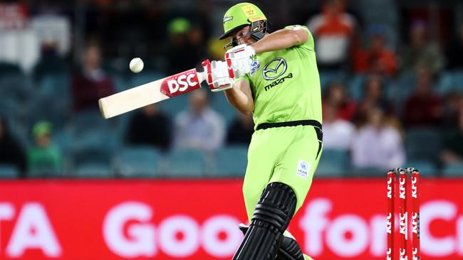 CANBERRA, AUSTRALIA - DECEMBER 14: Daniel Sams of the Thunder bats during the Big Bash League match between the Sydney Thunder and the Brisbane Heat at Manuka Oval, on December 14, 2020, in Canberra, Australia. (Photo by Brendon Thorne/Getty Images)