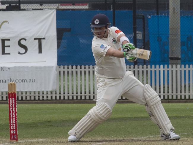 Adam Crosthwaite batting for Manly-Warringah in 2017.