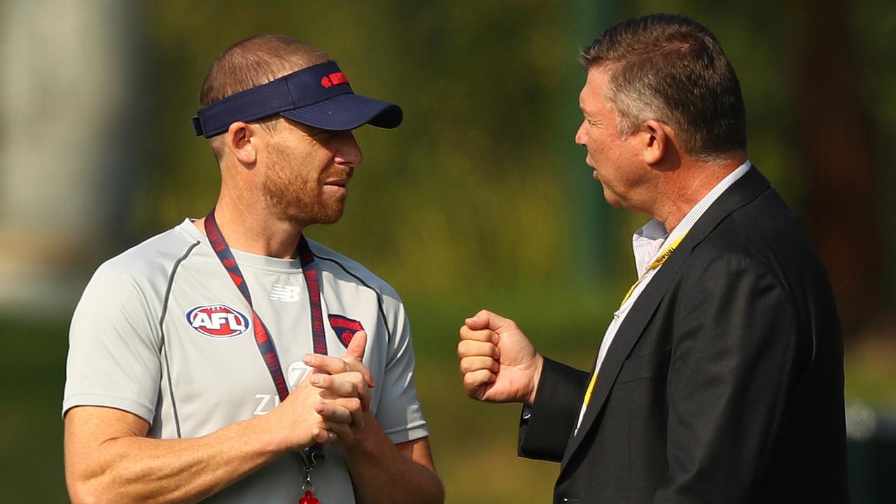 Demons coach Simon Goodwin and CEO Gary Pert. (Photo by Robert Cianflone/Getty Images)