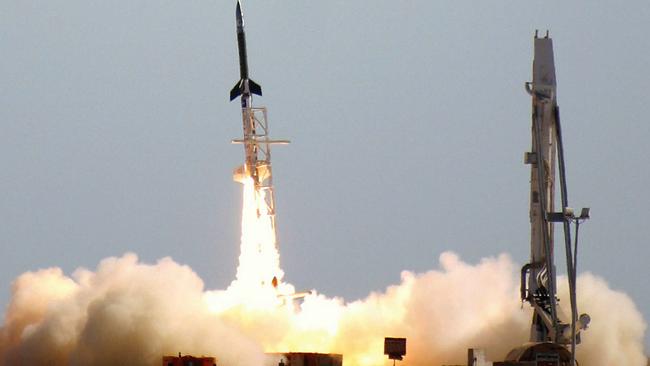 A rocket launch at Woomera in 2002. More rockets will be launched from SA once the new Whalers Way Orbital Launch Complex is built. Picture: Chris Stacey