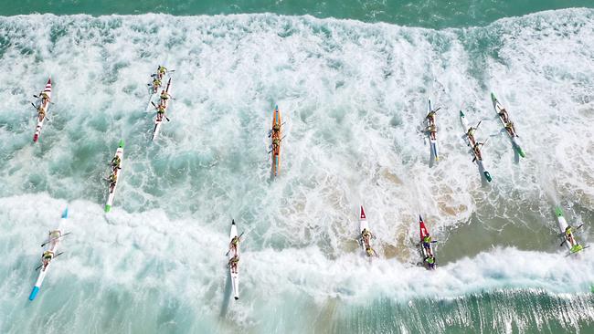 Incredible drone images from the Australian Surf Lifesaving Championships on the Gold Coast taken by 13-year-old Jett Clayton, son of Ironman legend Phil Clayton, after he was given a drone for Christmas. Picture: Jett Clayton