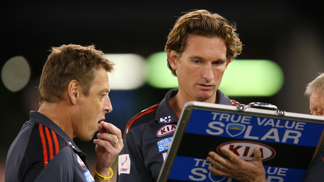 Mark Thompson and James Hird during their time together at Essendon.