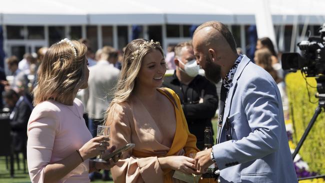 The crowd made the most of the return to the racetrack. Picture: Brook Mitchell/Getty Images