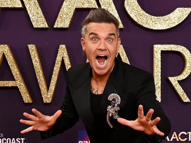 GOLD COAST, AUSTRALIA - FEBRUARY 07: Robbie Williams attends the 2025 AACTA Awards Presented By Foxtel Group at HOTA (Home of the Arts) on February 07, 2025 in Gold Coast, Australia. (Photo by Dan Peled/Getty Images for AFI)