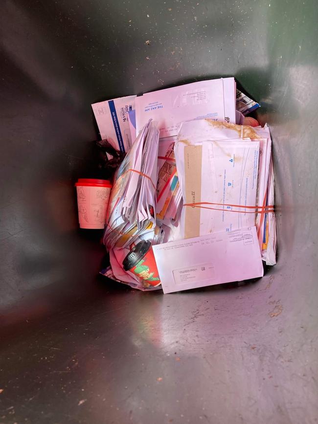 Hundreds of pieces of mail were discarded in a bin at servo. Picture: Facebook