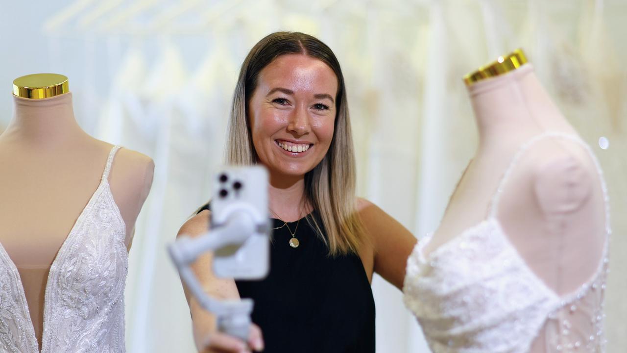 Cairns-based social media manager Lucy Ryff is part of a growing trend of wedding content creators. This image was shot at The Boutique Cairns in Trinity Park. Picture: Brendan Radke