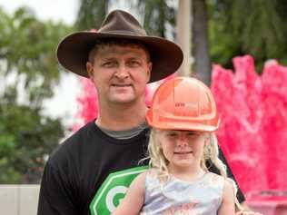 COAL SUPPORTER: Slade Point father of seven Damian Herrington is worried about the future for his daughter Brielle, 5, and other children if the coal mining industry shuts down. Picture: Emma Murray