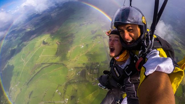 Skydiver Anthony Killeen photographed a double-rainbow. Picture: Anthony Killeen