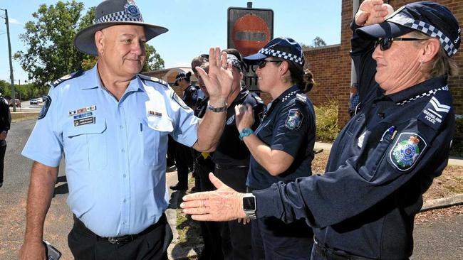 Snr Sgt James goes in for a high five. Picture: Rob Williams