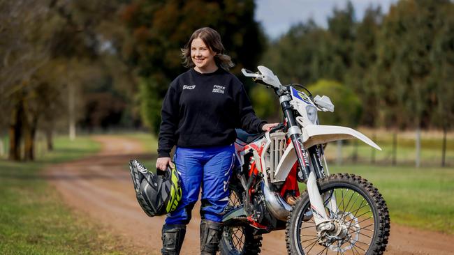 Jackie Peacock rode the Finke Desert Race to raise funds for Beyond Blue. Picture: Nicole Cleary