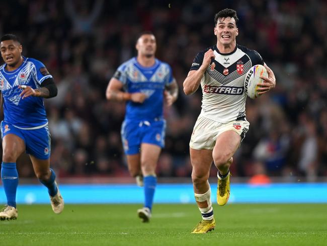 Herbie Farnworth in action for England at the Rugby League World Cup. Picture: Gareth Copley/Getty Images