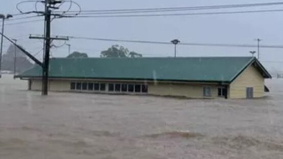 Lismore and District Netball Association‘s clubhouse in the floods. Picture: Supplied