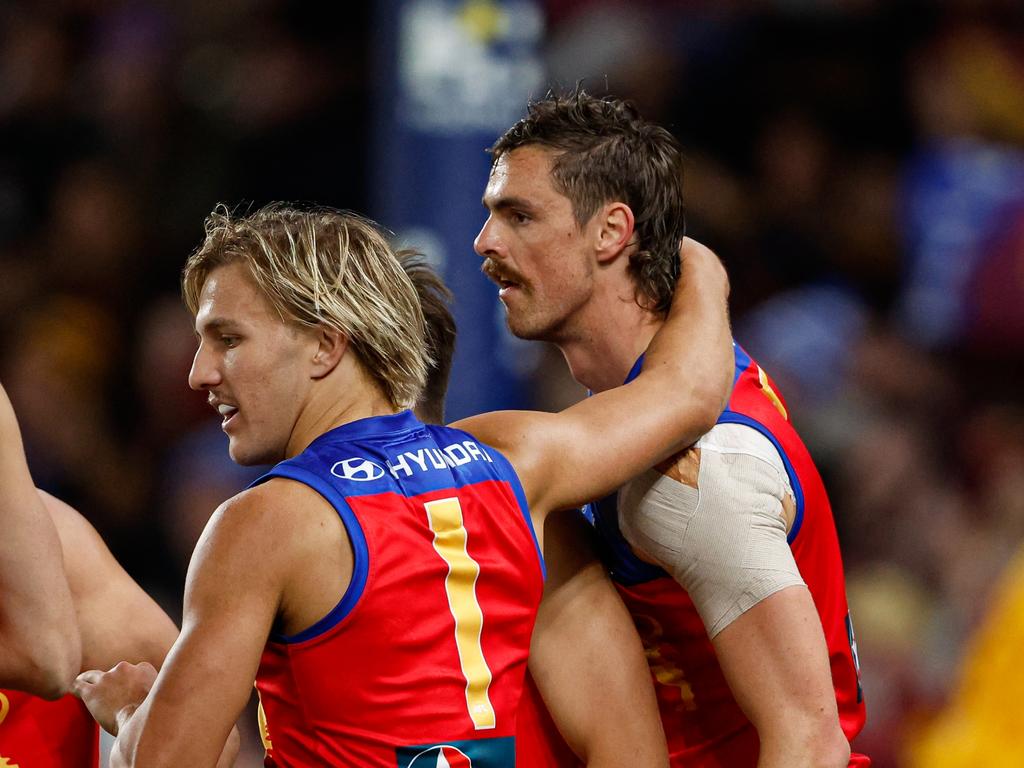 Joe Daniher has two goals. (Photo by Dylan Burns/AFL Photos via Getty Images)