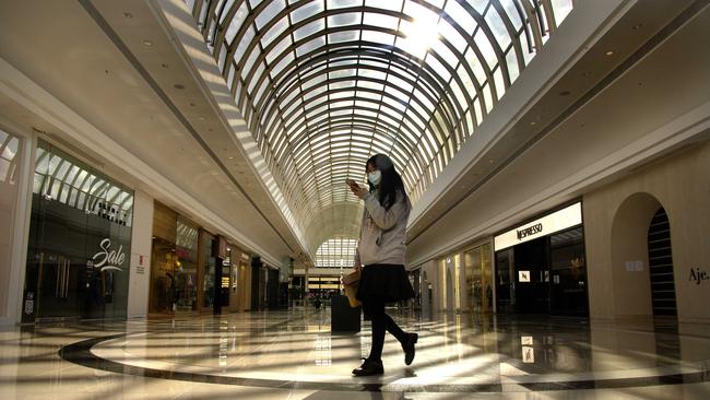 A deserted Chadstone shopping centre in Melbourne. Picture: David Geraghty