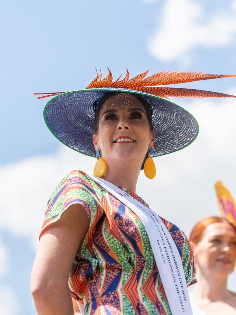 Fashions on the Field winner Stefani Raines at the 2020 Great Northern Darwin Cup Carnival. Picture: Che Chorley