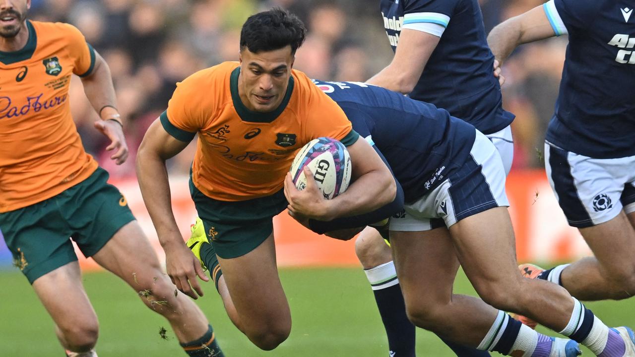 Joseph-Aukuso Suaalii made a brilliant start for the Wallabies. Picture: Andy Buchanan / AFP