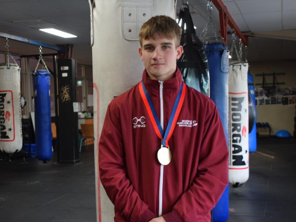 Dalby's 15-year-old Judd Alderton came home victorious after competing at the 2023 Australian Schools Boxing Championships, nabbing the gold medal. (Photo: Emily Devon)