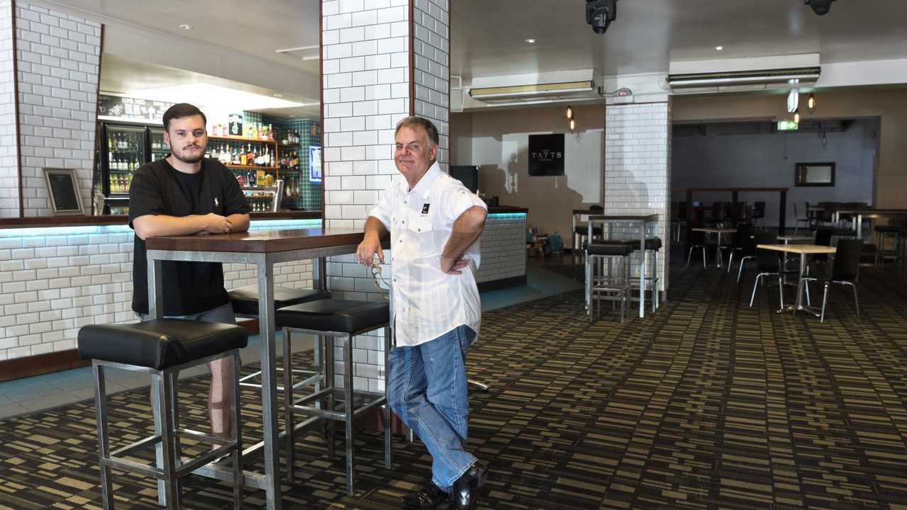 Tatts Hotel owner John Clarkson (right) and son Zach Clarkson talk about the impact coronavirus is having on the business and the decision to close the bistro side of the hotel, Thursday, March 19, 2020. Picture: Kevin Farmer