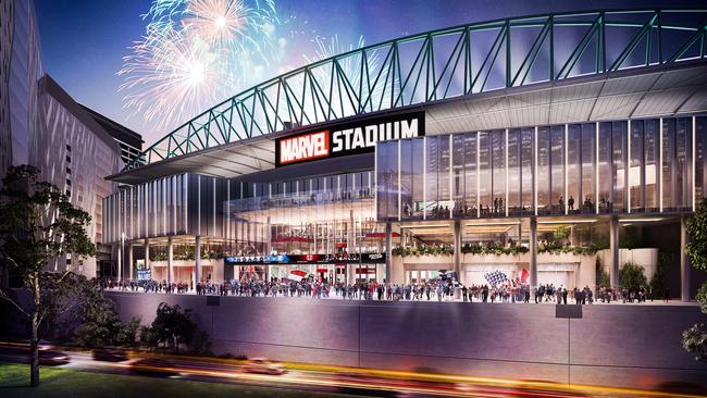 An artist's impression of the New Marvel Stadium development to start 2021.