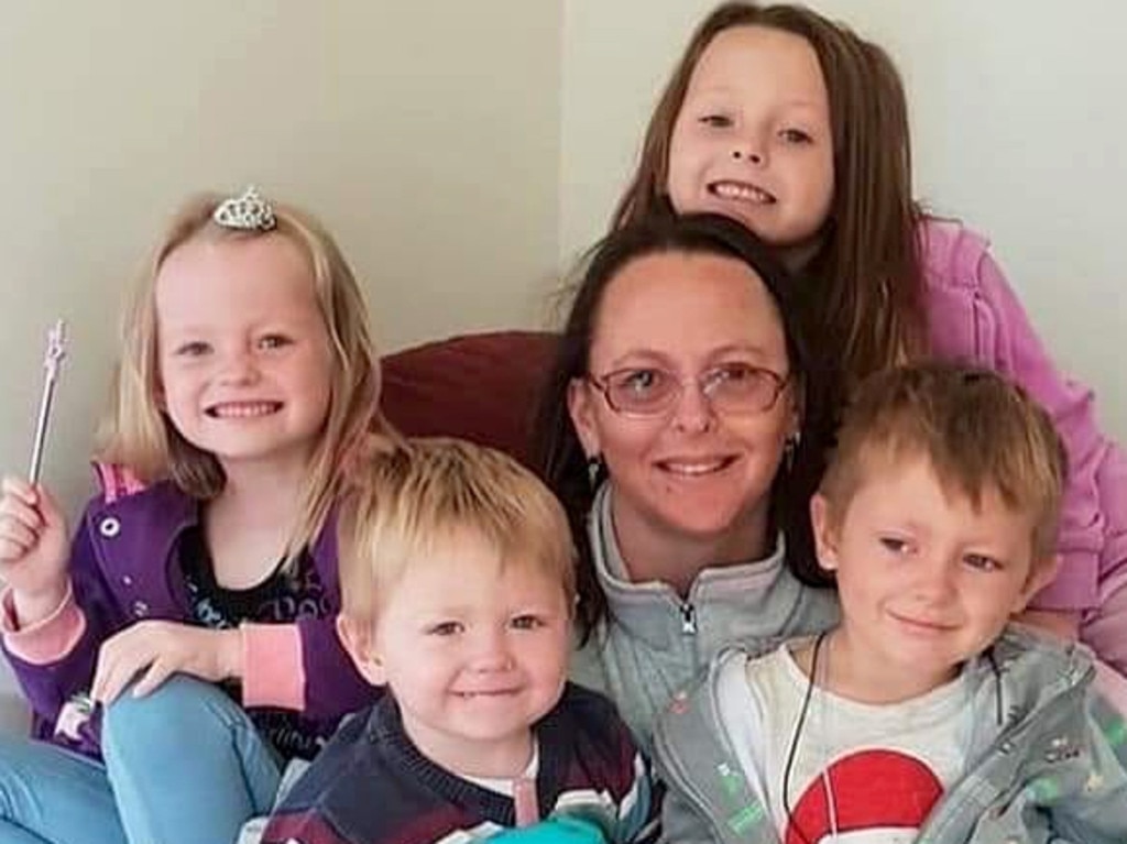 Charmaine McLeod and her four children, Matilda 5, Ally, 6, Zaidok, 2, and Wyatt, 4.