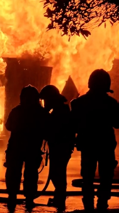 Firefighters battle dramatic transformer fire