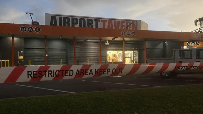 Crime scene at BWS Airport Tavern, Jingili, in the wake of Declan Laverty’s alleged stabbing murder. Picture: File