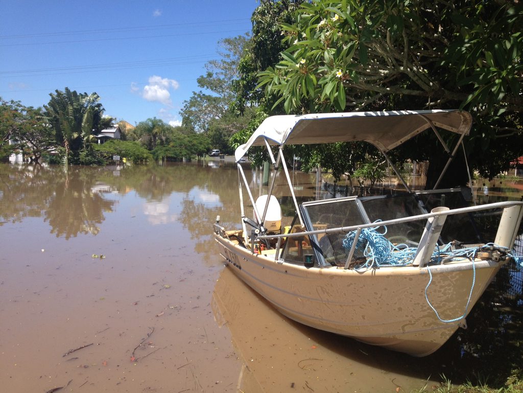 A boat is on John St in Maryborough on Tuesday morning. Photo: Robyne Cuerel ? Fraser Coast Chronicle. Picture: Robyne Cuerel