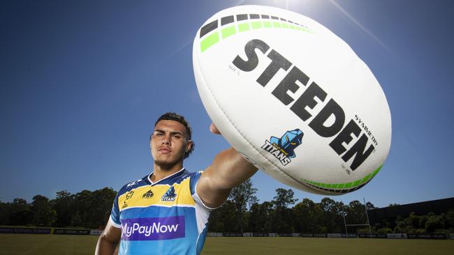 Gold Coast Titans player Iszac Fa'asuamaleaui. Picture: NIGEL HALLETT