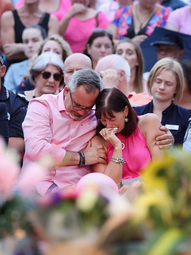 Lloyd and Suzanne Clarke, parents to Hannah Clarke, attend a weekend vigil (Photo by Jono Searle/Getty Images)