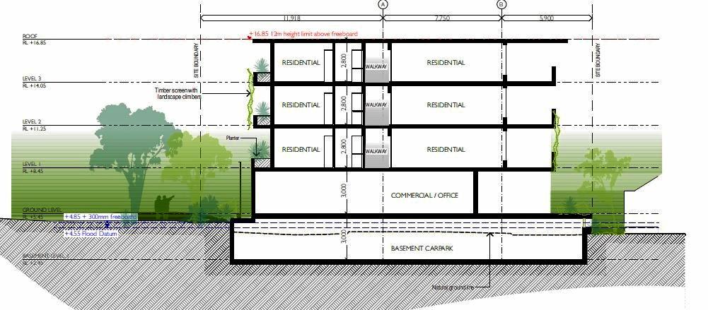 Plan showing Section A of the redevelopment planned at 15 Evans St, Maroochydore. Picture: OGE Group