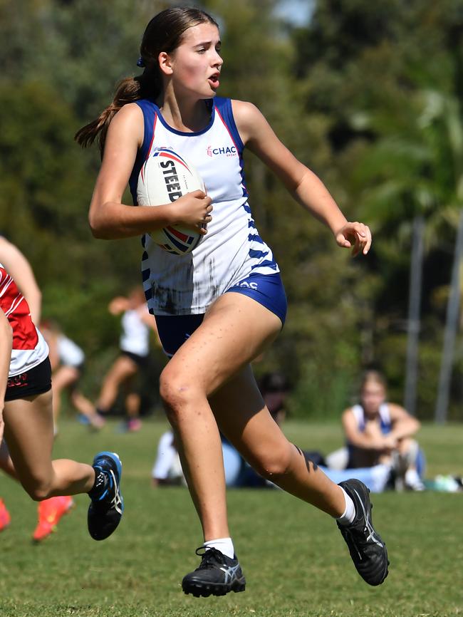 Amelia Fisk (1st VI Touch Football) for Cannon Hill Anglican College. Action from the Associated Schools (TAS) private schools sports carnival between St Paul's and Cannon Hill Anglican College. Saturday August 21, 2021. Picture, John Gass