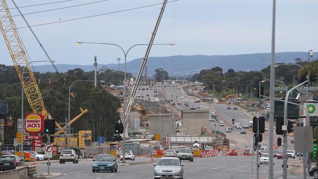 Construction work underway on the Darlington interchange.