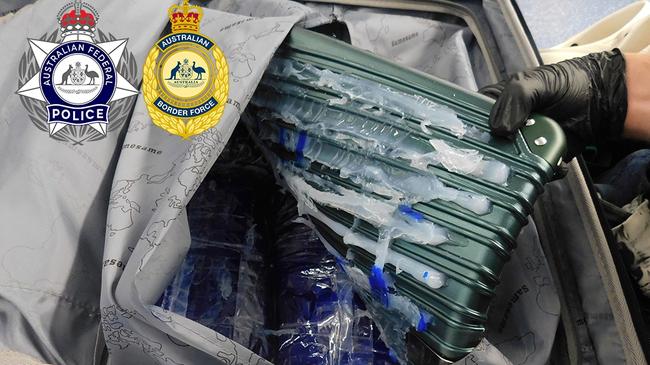 Australian Border Force (ABF) officers discovered 12kg of meth hidden in the Haberfield pair’s suitcases. Picture: AFP