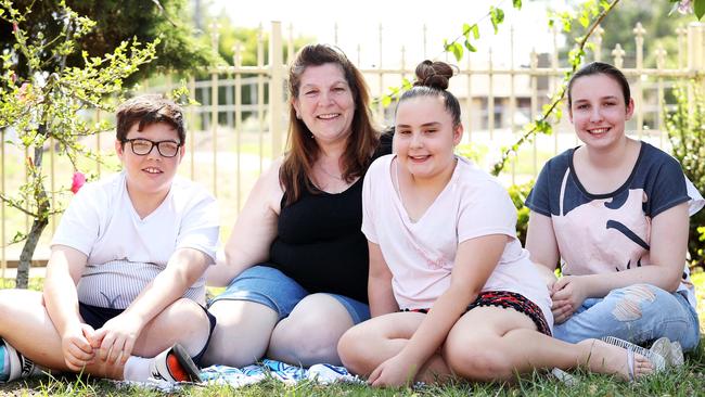 Connie and her children, Zoey, 11, Anastasia, 14 and Steffan, 13. Picture: Tim Hunter.