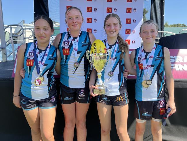 Lily Bidois-Taylor, Lilly-Grace Reeves, Bella Gowing and Jayde Langley, Junior SEQ AFL grand finals, 2024