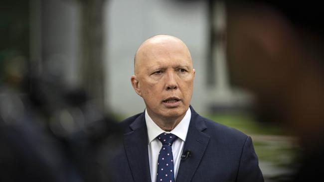 Opposition Leader Peter Dutton said the move to settle the women and children was ‘political’ and not in line with the advice he received when in government. Picture: NCA NewsWire / Gary Ramage