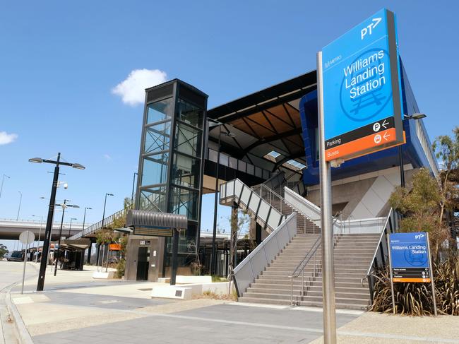 Williams Landing Metro train station showing the new home of Target  head office in Williams landing adjacent to the station which is under construction. Picture: Mark Wilson