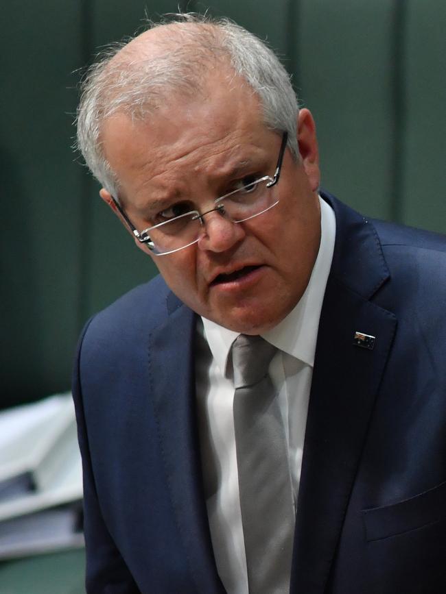 Scott Morrison reacts at the dispatch box. Picture: Sam Mooy/Getty Images