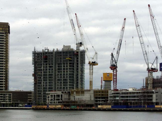 A Mirvac development being built at Docklands in 2002. The first apartment tower in Docklands was completed in 2001 and there are now more that 10,000 people living in the suburb.