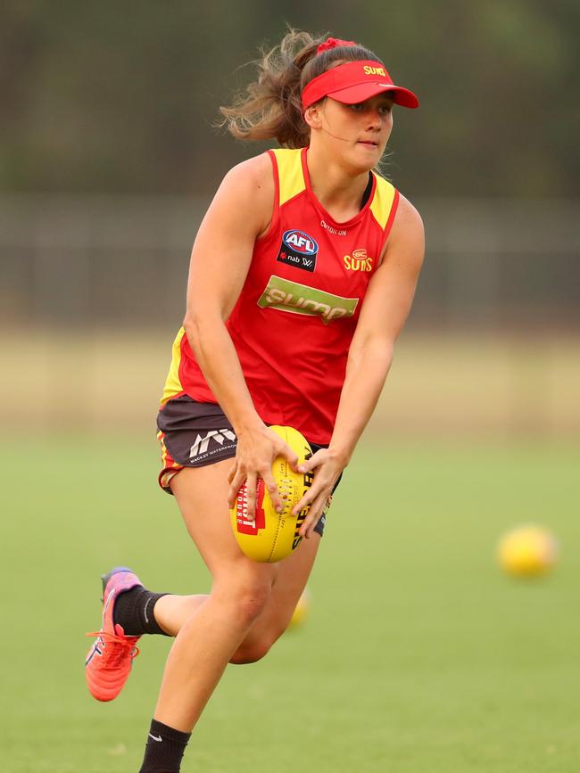 Gold Coast Sun Ellie Hampson is on the comeback track after injuring her left ankle. (Photo by Chris Hyde/AFL Photos/Getty Images via AFL Photos)