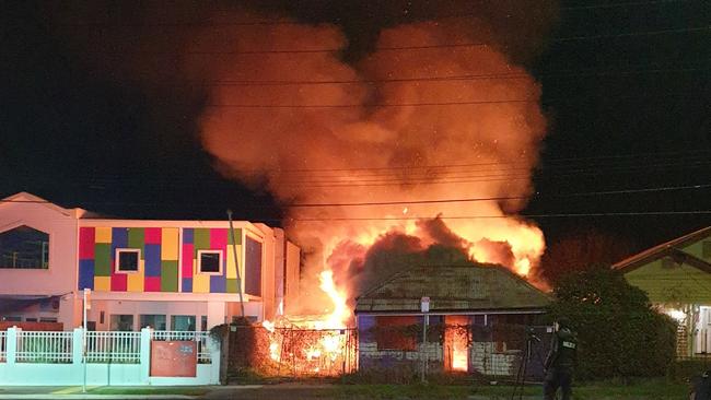 Two historic Geelong West cottages went up in flames. Picture: Dale Towan