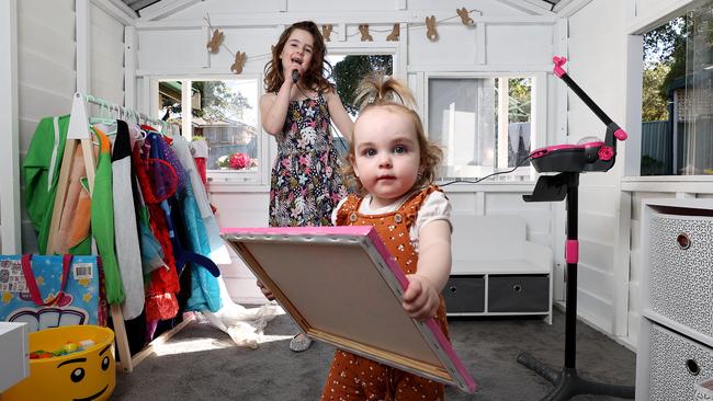 Ellie Conlon with her sister Olivia. Picture: Toby Zerna