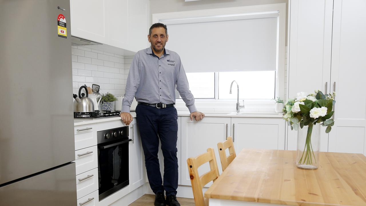 Mr Gebrael inside one of the company’s display granny flats. Picture: John Appleyard