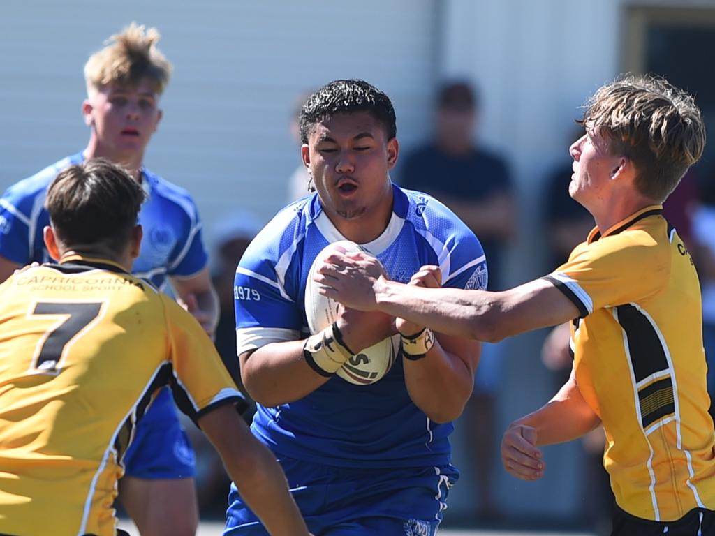 Boys Rugby League State Championship held at Northern Division, Brothers Leagues ground, Townsville. Northern v Capricornia 16-18 years game. Northern Kanye Pau'avase of Kirwan SHS.